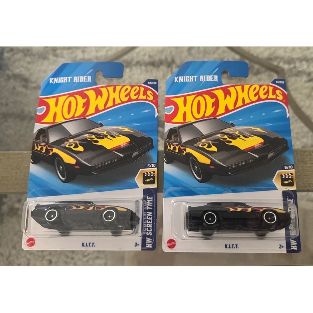 Hot Wheels K.I.T.T. Die-Cast Car - Black & Yellow Lot of 2 * KNIGHT RIDER